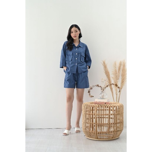 MOANA SET - SET LINEN OVERSIZE - NUBOUTIQUE-Blue