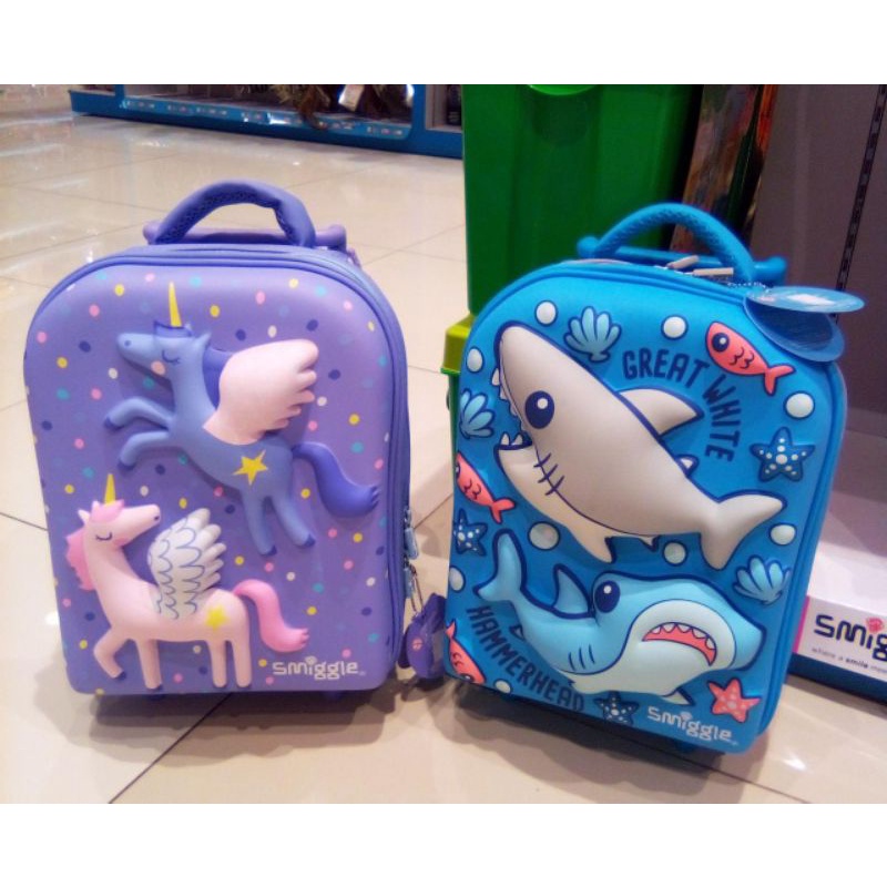 Smiggle Teeny upndown SMALL Trolley Hardtop Shark Unicorn troli anak koper