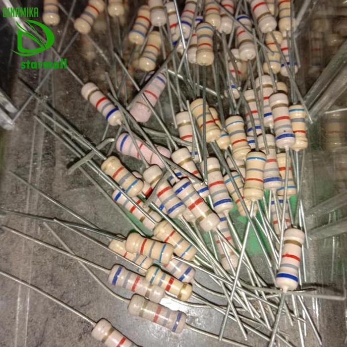Resistor 6K8 6.8Kohm 6.8 K 1Watt 1 Watt Toleransi 5% (10 pcs) Pcmelebik54
