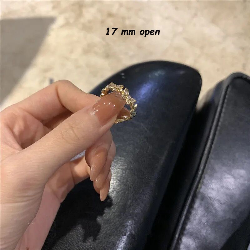 Roselife S925 Adjustable Knot Butterfly Leaf Star Open Silver Ring for Women Girl Engagement Party Finger Jewelry