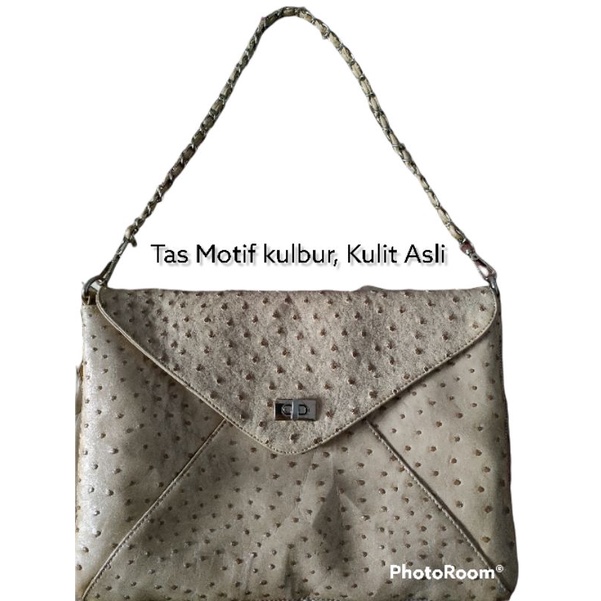 ❌SOLD❌ Tas Clutch Motif Kulbur, Kulit Asli, Tas Pesta Preloved