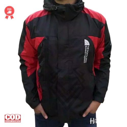Jaket gunung /Jaket pendaki gunung pria / jaket murah / jaket outdoor TNF summit seriez-HITAM - MERAH