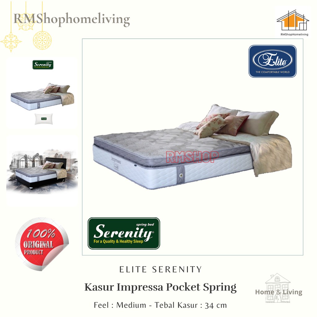Kasur Elite Serenity Impressa Pocket Spring (Kasur Only) / Spring Bed