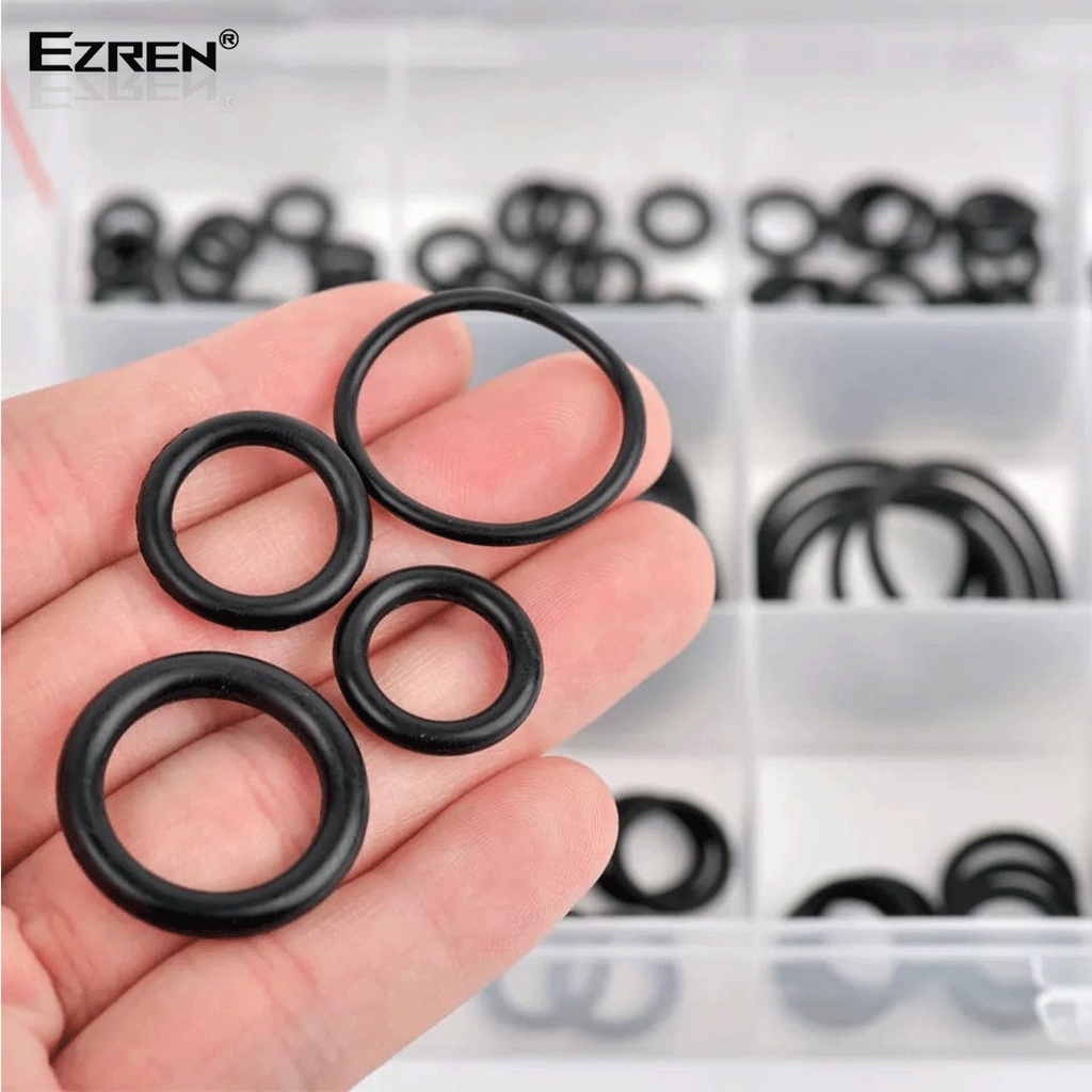 Ezren 225pcs Karet Seal Ring O Set Black Silicon Rubber Karet Ring