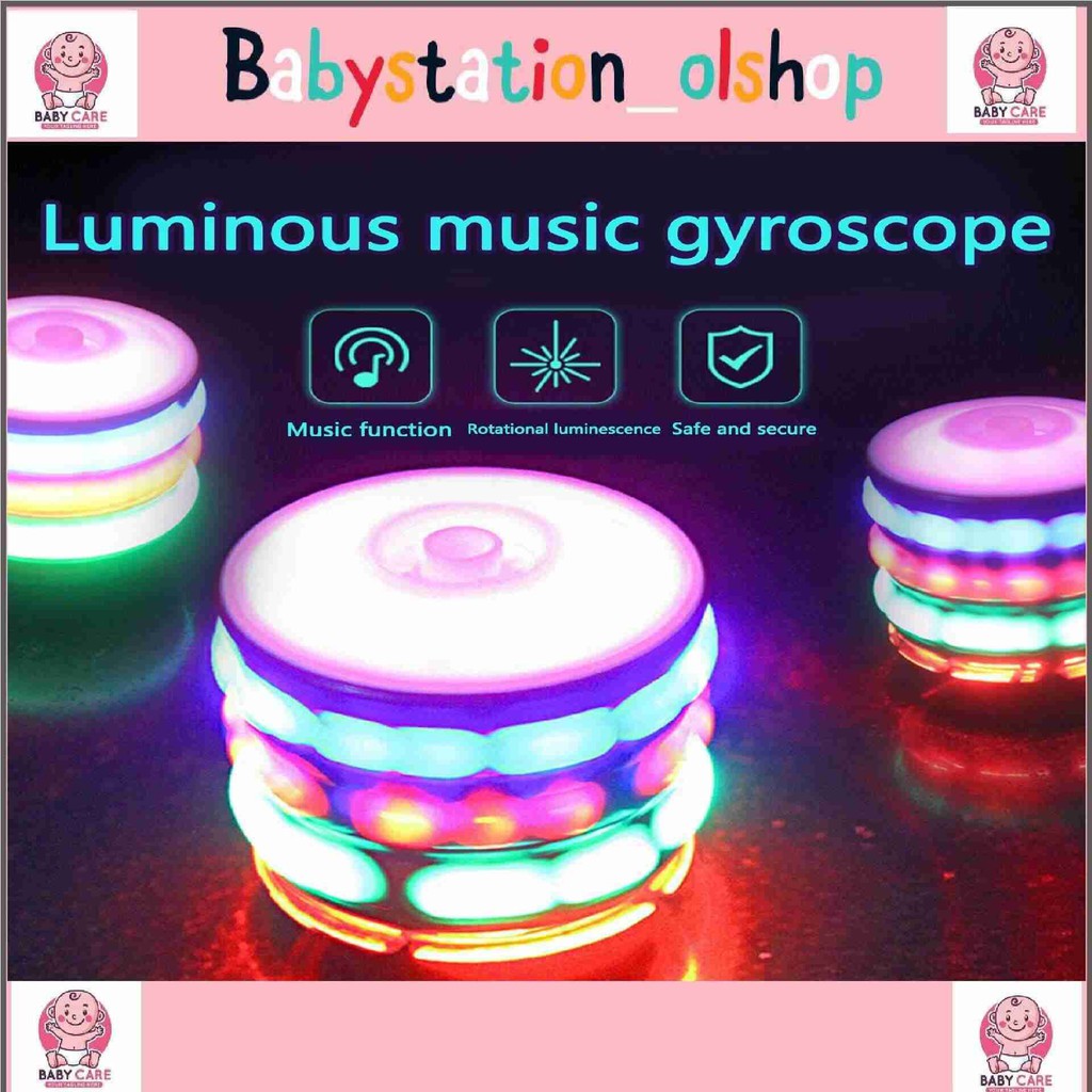 BABYSTA4C83 -Mainan Gasing LED Gyroscope Musik Nyala Lampu Warna Warni