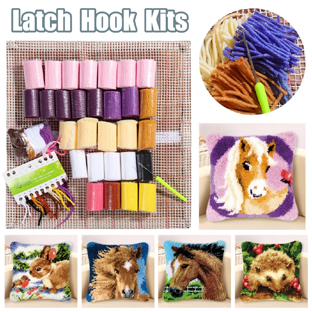 Funny Animal Pattern Latch Hook Kit Pillow Case Making Kit Diy