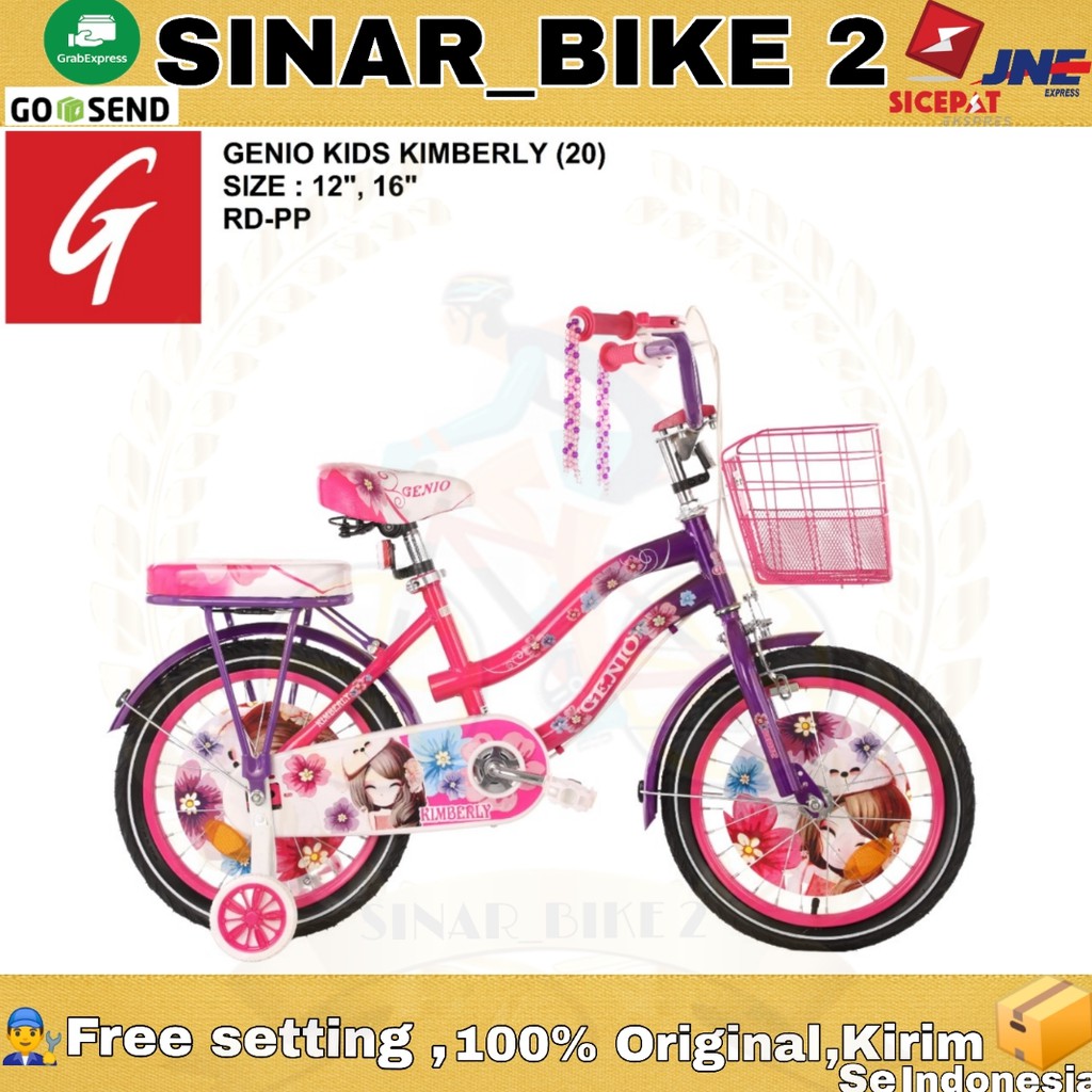 Sepeda Anak Perempuan 12&amp;16Inch Genio Kimberly (Gosend/Grab)