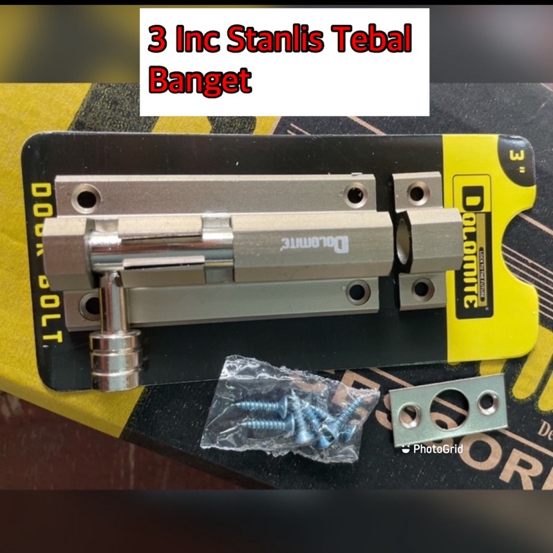 Grendel 3 inc stanlis,grendel pintu stanlis,kunci pintu promo termurah Grendel selot kunci sus 304