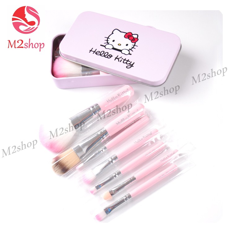 KUAS HELLO KITTY KALENG 7 PCS / HELLO KITTY BRUSH SET 7 IN 1