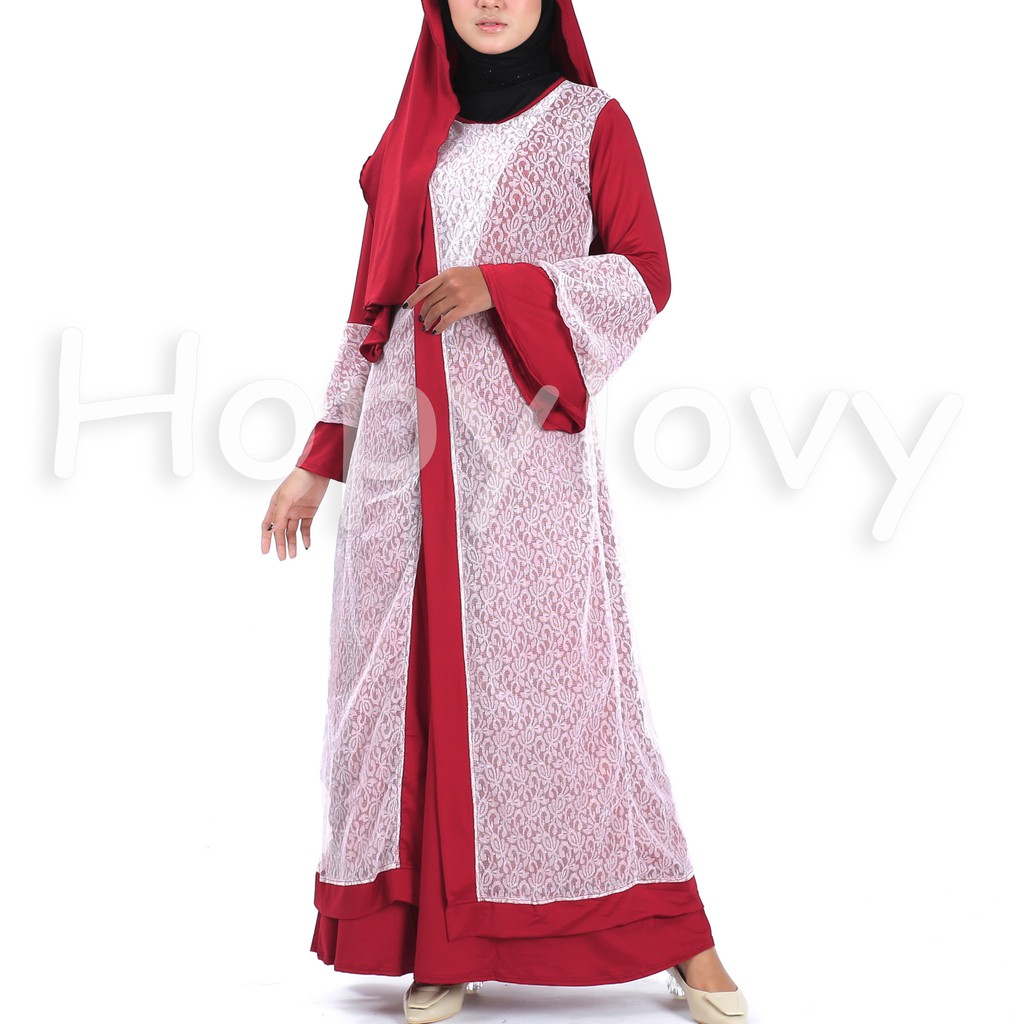 HOPYLOVY - Gamis Maxi Dress Meizza Hijab Brukat