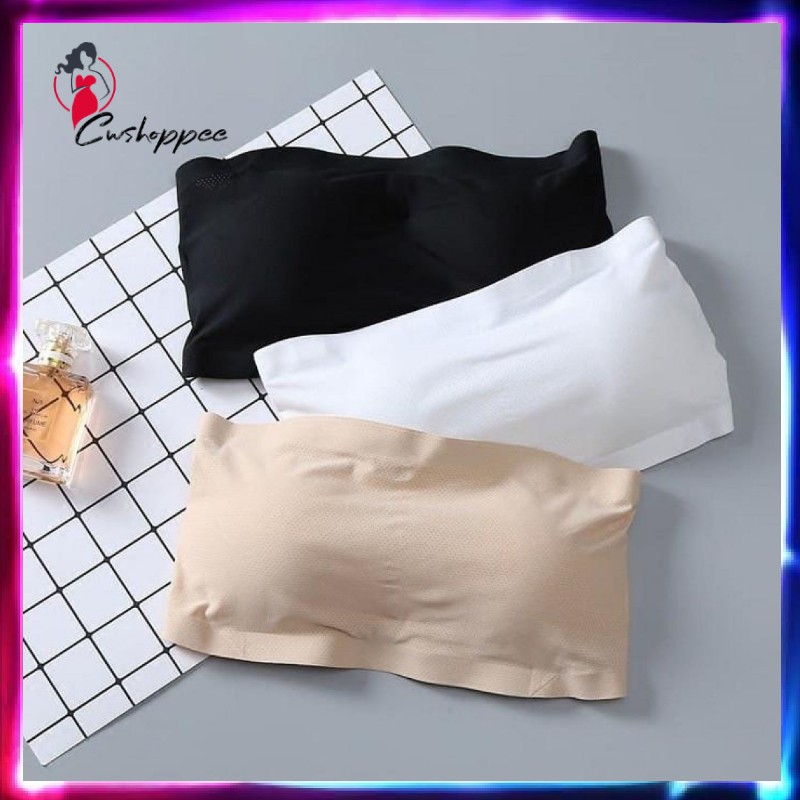 Bra Kemben Polos Seamless Kait Belakang Cup Premium Kebaya Murah Busa - Hitam bh kemben tanpa tali