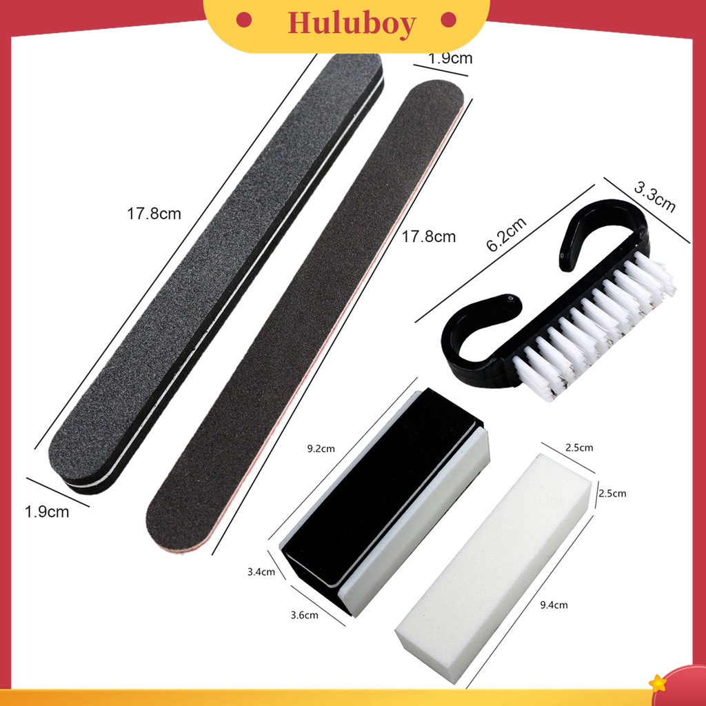 Huluboy Huluboy♡ 1 Set File Kikir Kuku Multifungsi Anti Abrasion Dengan Brush Buffing Sanding Blocks Untuk Manicure Pedicure