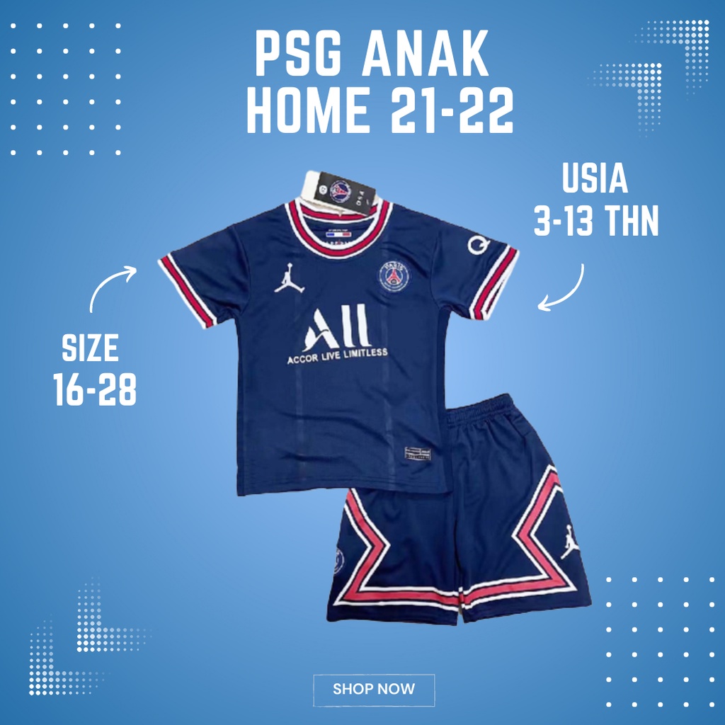 Baju Bola Anak Laki Laki PSG Home 2021 2022 - Grade Original Import