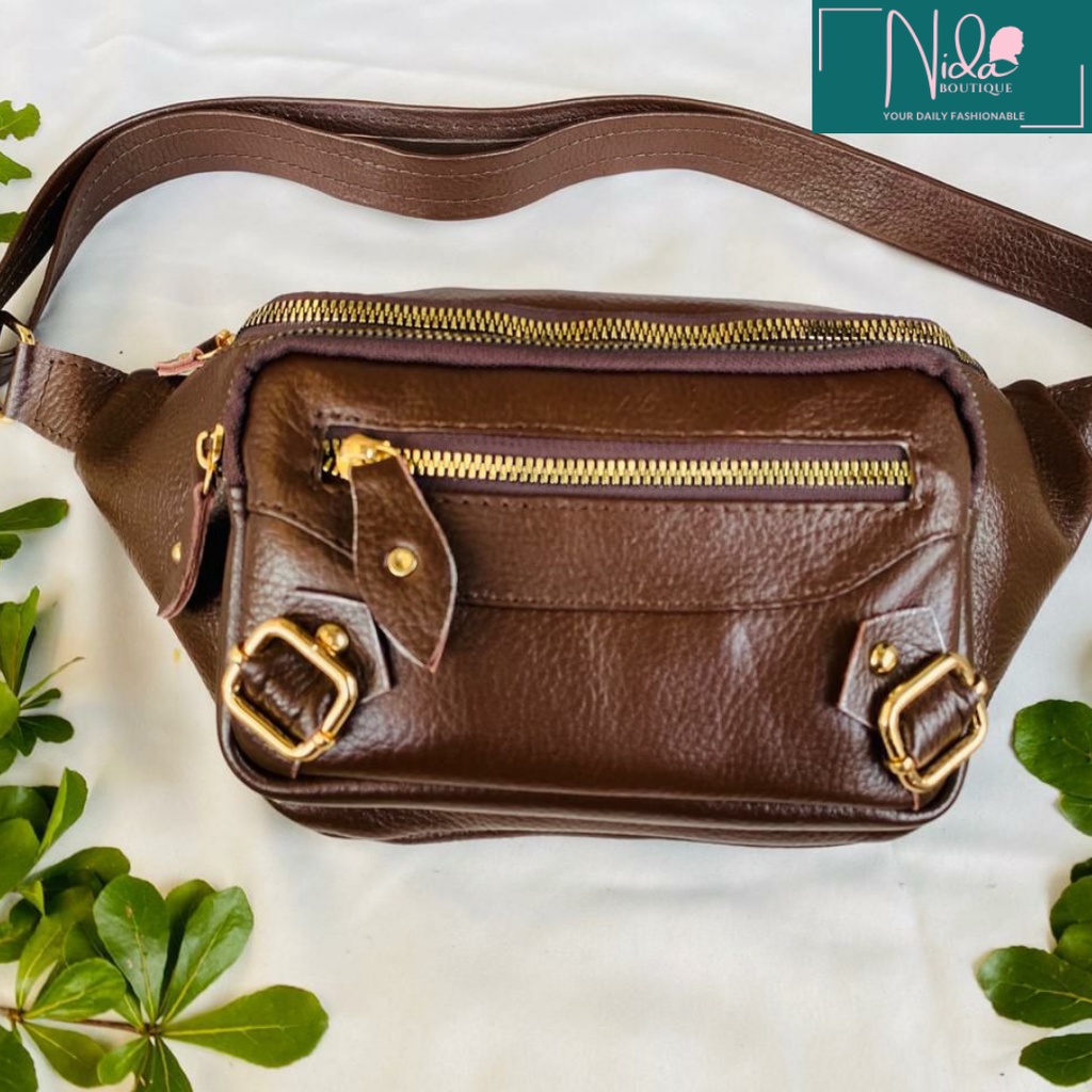 Waistbag Tas Wanita Pinggang Kulit Sapi Asli Garut Terbaru Kualitas Premium Women Bag Leather Kekini