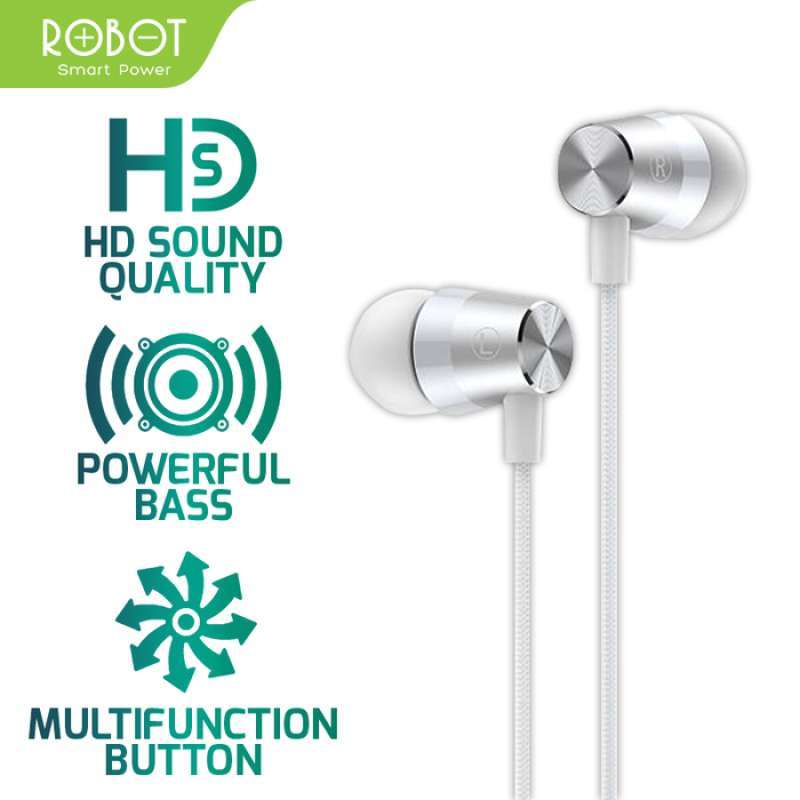 ✅RESMI - Headset Robot RE101S Headset Wired Earphone Bass Android Original