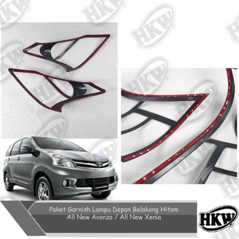 Paket Garnish Lampu Depan Belakang Hitam All New Avanza