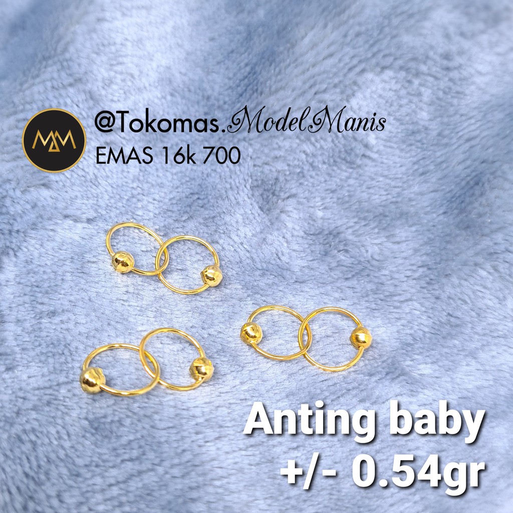 Anting bayi emas anting bulat bayi emas kuning kadar 700 70%