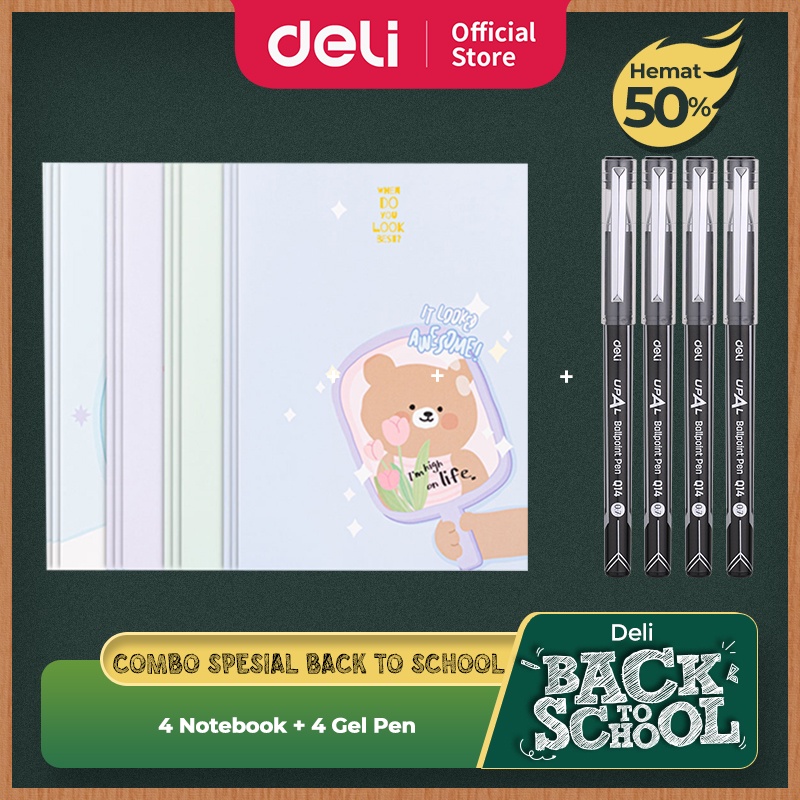 

[ DELI Back to School COMBO HEMAT 14] Soft Cover Notebook, Pulpen