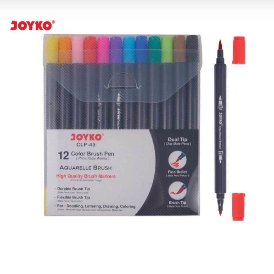 

Spidol Warna Joyko CLP-43 Aquarelle Brush 12 Warna