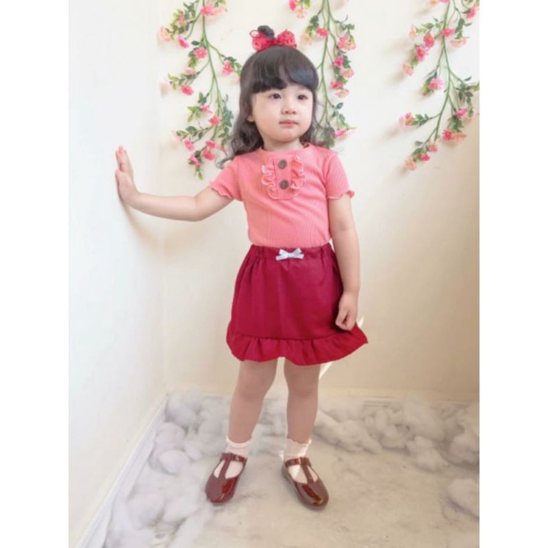 PROMO Rufle Tee Kancing 2-4 Tahun Baju Rib Anak Perempuan