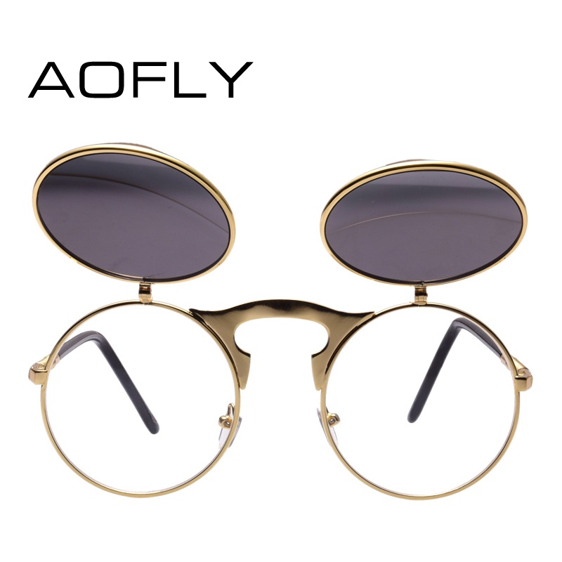 AOFLY Kacamata Hitam Round Vintage Steampunk SunglassesPACKAGE CONTENTS