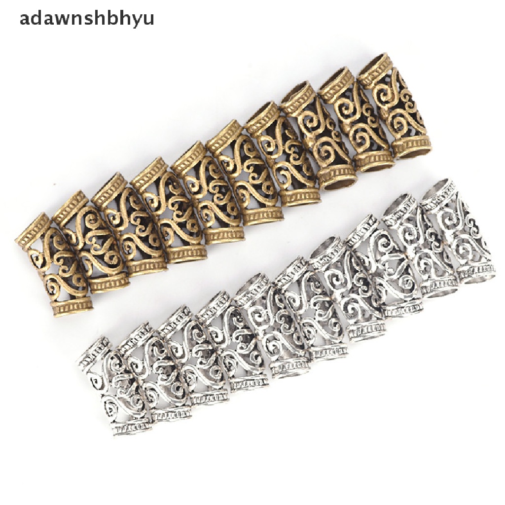 10 PCS Cincin Cuff Manik-Manik Rambut Gimbal Bahan Logam Warna Silver