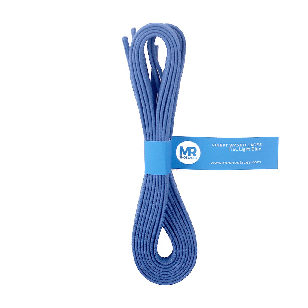 MR Shoelaces FT43 Light Blue - Tali Sepatu Lilin 6-7mm Gepeng Flat Pipih (Waxed Laces) 90cm 100cm 120cm 150cm