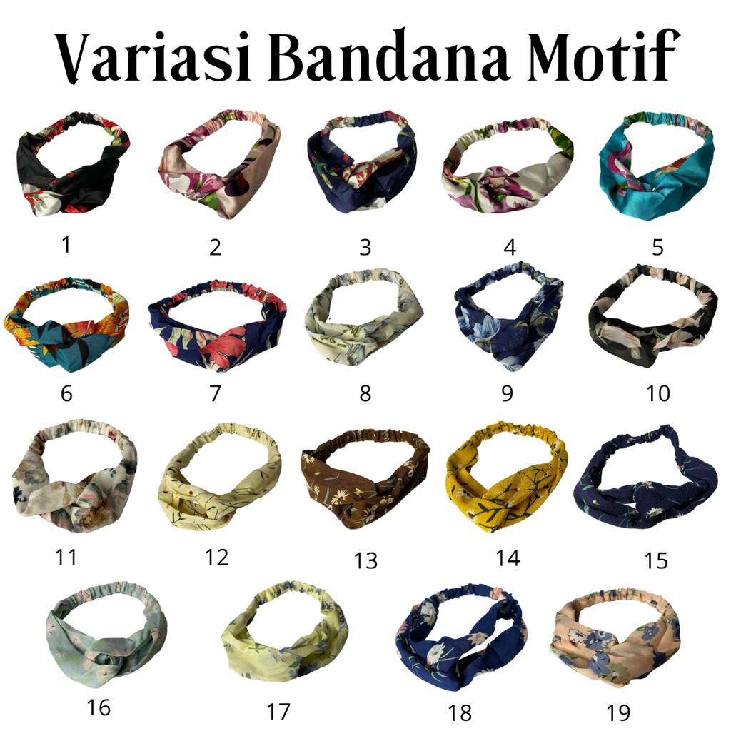 3SP | ART28 Bando Bandana Headband Simpul Twist Motif Bunga Bondu Cantik Aksesoris Rambut Ala Korea Import Murah