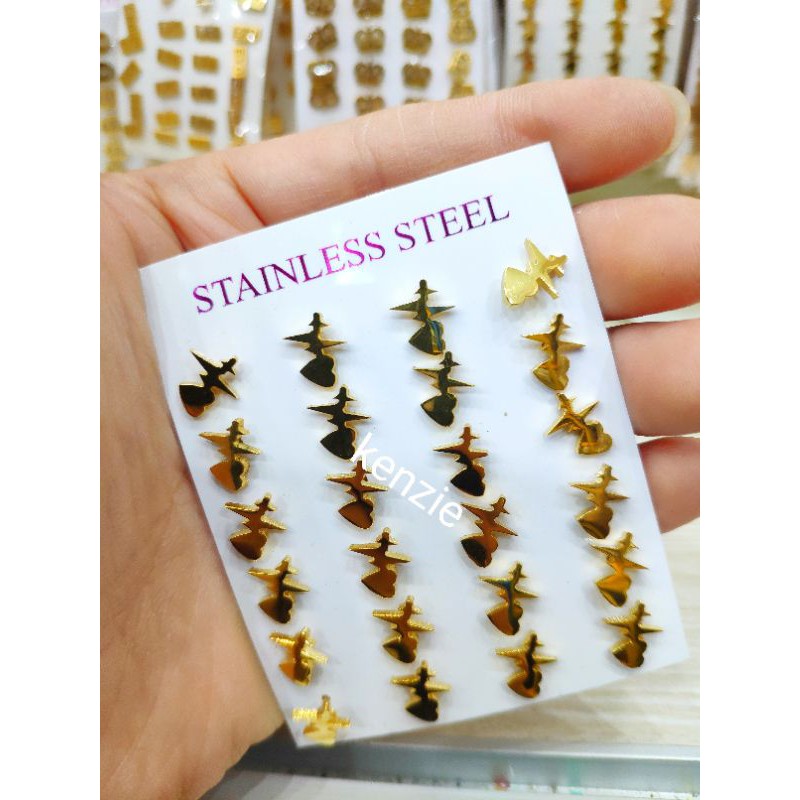 ANTING TUSUK TITANIUM MOTIF LOVE PETIR ISI 12 PASANG