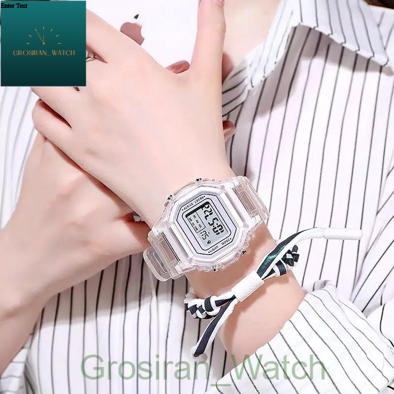 Jam Tangan Wanita Fashion Korea Style Digital Sport LNR-1175 tali transparan [G_W]