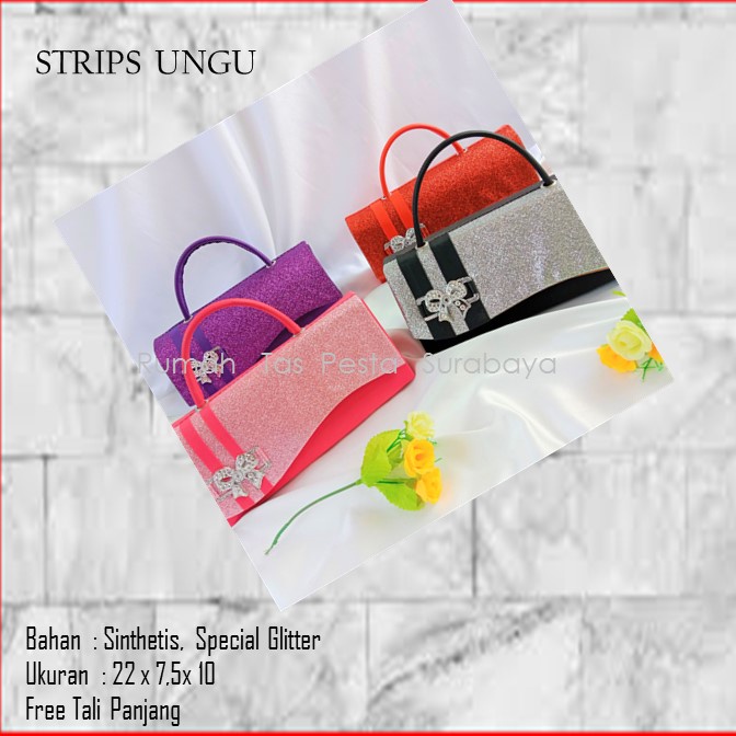 Tas Satin,Tas Clutch,Tas Seserahan,STRIPS UNGU