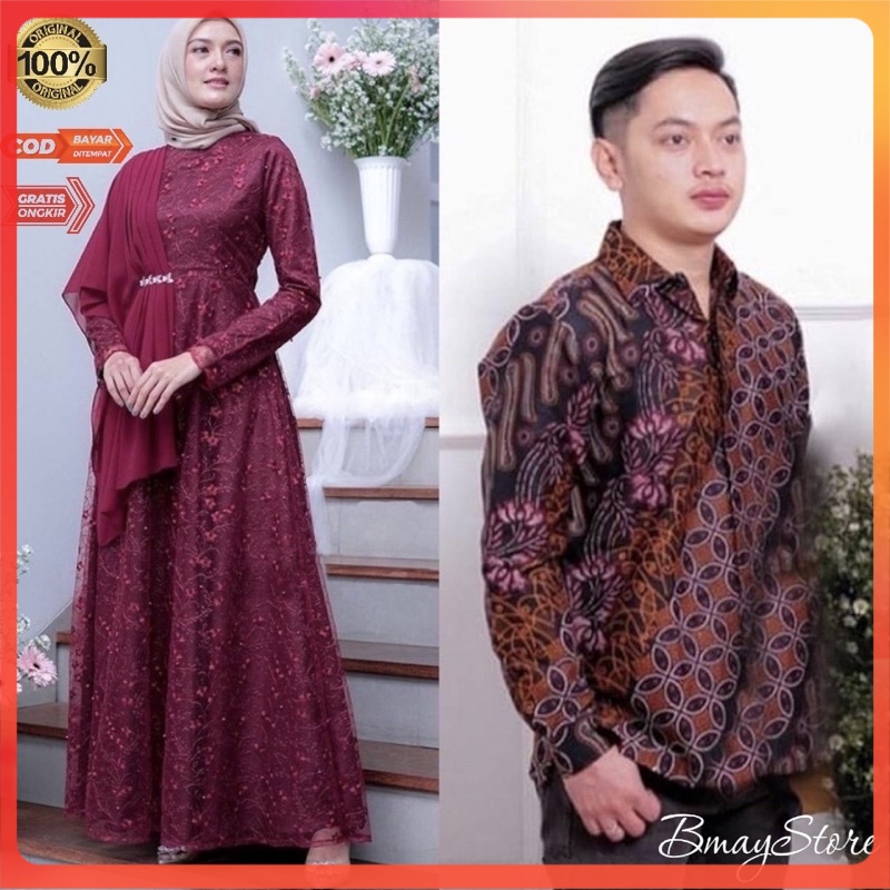 [BATIK COUPLE] Maura Couple - Sania Ruffle Batik Couple ori Ndoro jowi DNT Garansi Termurah Shopee - Couple Farah Bmaystore PASAR TURI