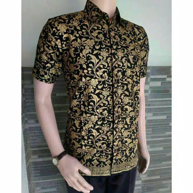 Pabrik Batik Jumbo Hrb026 Kenongo Kemeja Batik Pria Pendek Pekalongan Padi M L Xl Sogan Tulis Halus.