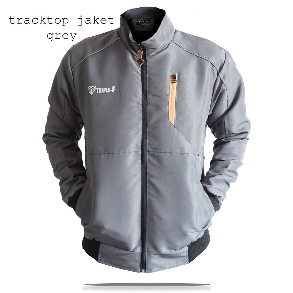 Jaket Bomber Tracktop Jacket Outdoor Waterproof Polos Pria Wanita Unisex Anti Air Angin Hitam Navy Grey Maroon Size L XL Original Triple F