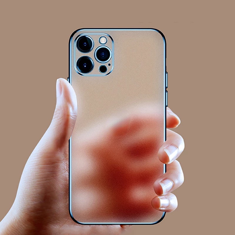 (Matte) Casing Silikon iphone 11 12 13 Pro MAX XR X XS MAX Transparan + Frame Bentuk Kotak