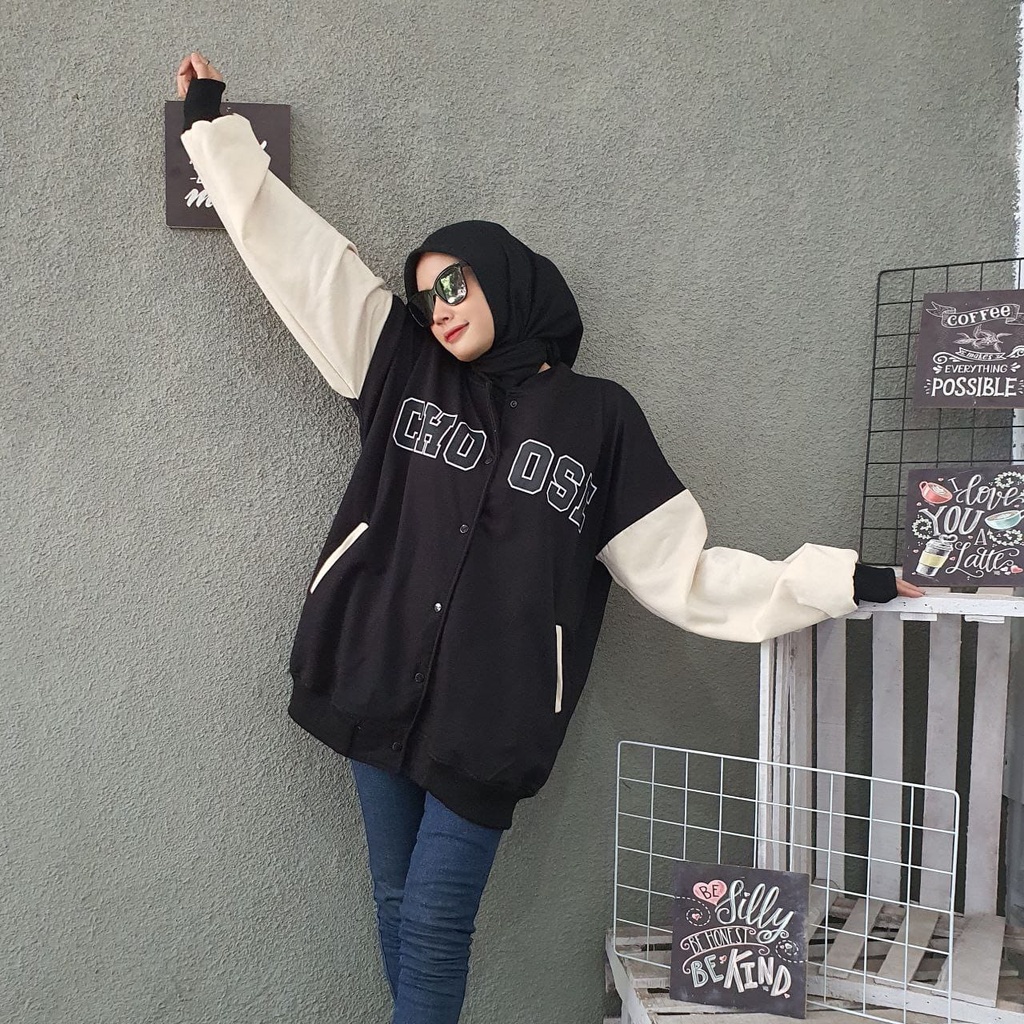 Varsity Jaket Oversize Choose Bahan Flece