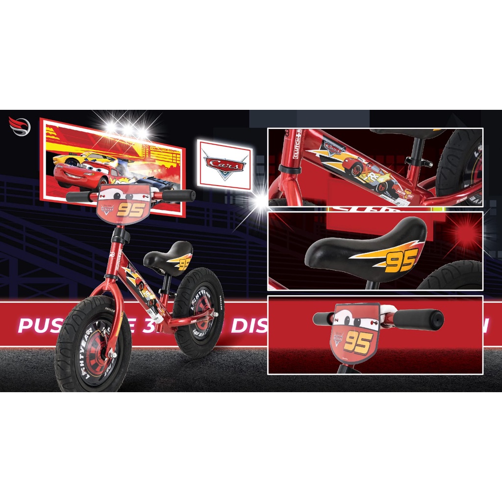Instan Sepeda Anak Pushbike Element 3.0 Air Edisi Disney Cars Frame Hi Teen Steel Ban hidup Pompa SNI-8