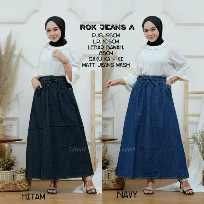 Rok jeans polos model A rok jeans dewasa rok jeans terbaru