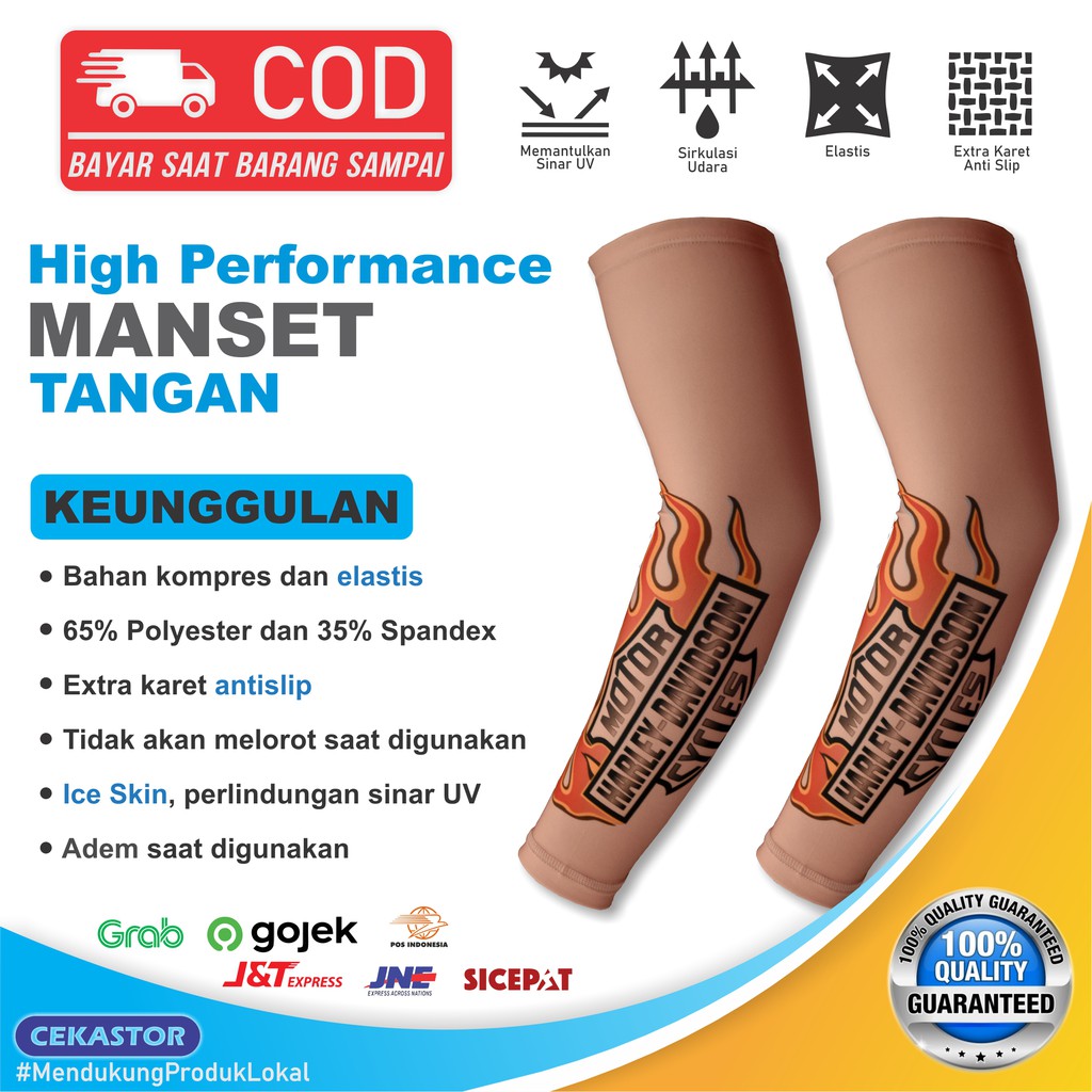 Arm Sleeve Manset Tangan Baselayer Lengan Pria Harley Davidson Flame