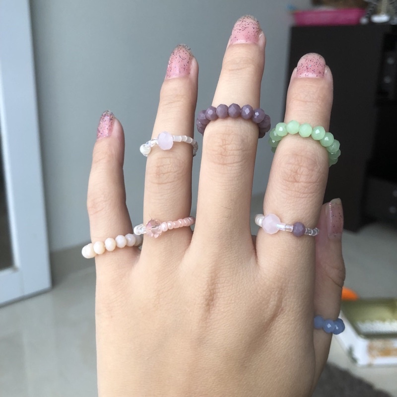 BEADED RINGS SET free pouch + free gift 2 basic rings