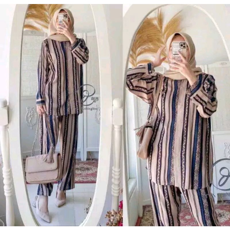 OMYRA ONE SET / KINAN LULU ESPANA LIVIA TARINA AVORA MADIA NACO ELINA ONE SET RAYON TIE DYE-Kinan moka