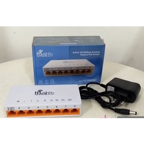 Switch/Hub HSAirpo SW108P 10/100MBPS 8 PORT - PoE Support