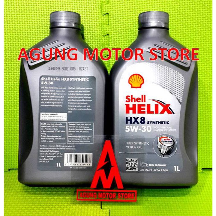 Oli Mesin Mobil Motor Shell Helix HX8 5W   30 Fully Synthetic 1L