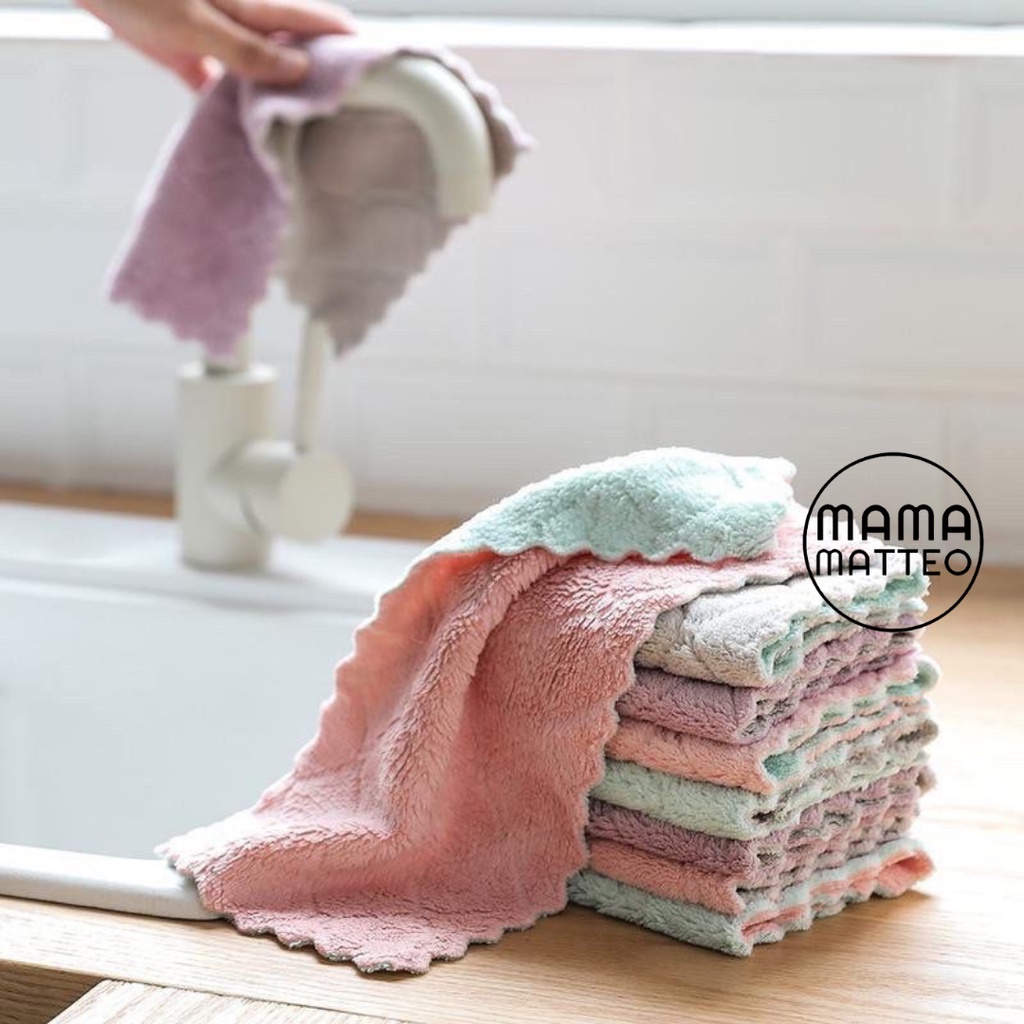 Kain Lap Pembersih kecil Bahan Coral Fleece / Lap Tangan / Kain elap Dapur / Lap kompor minyak