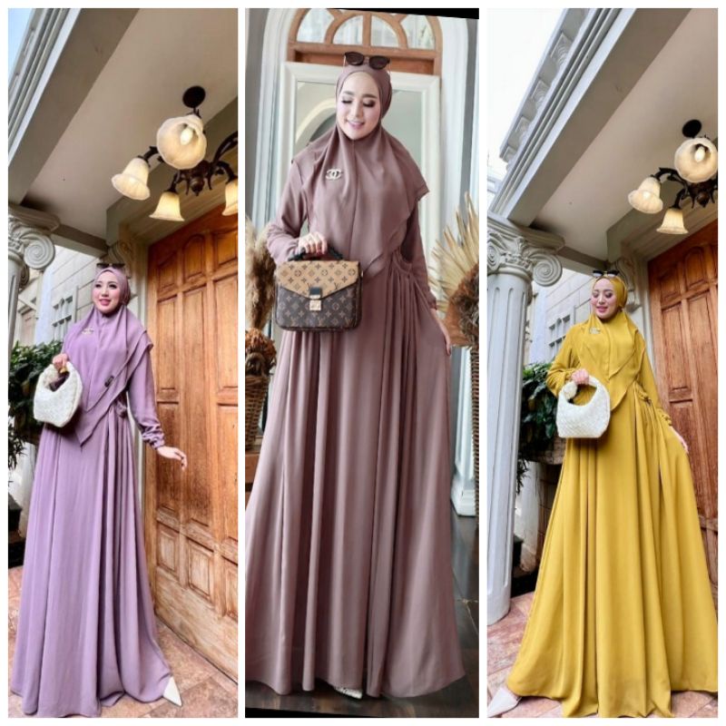 nabila syari ceruty polos set bergo