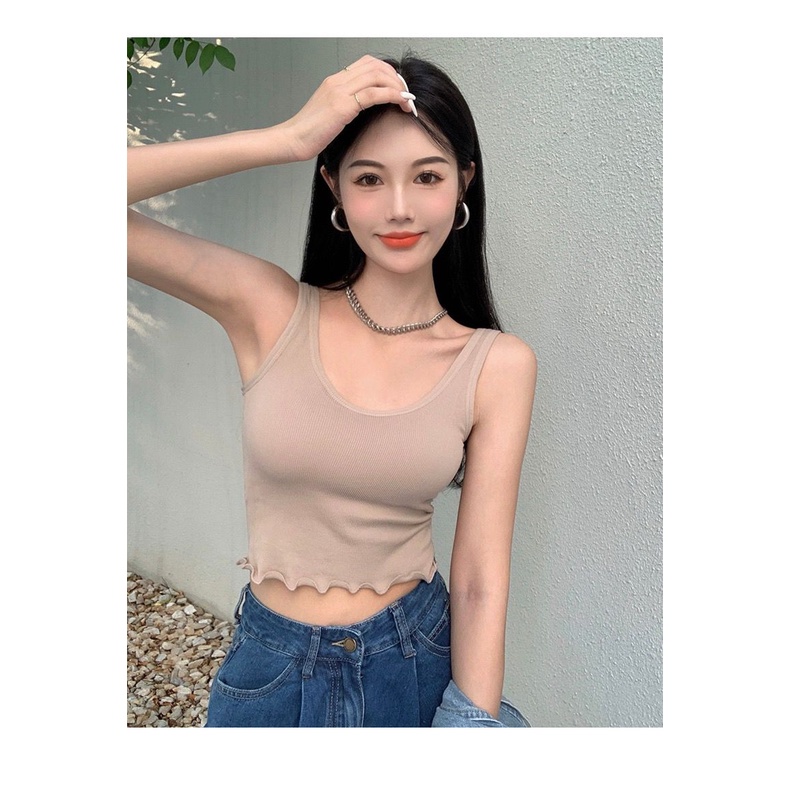 [ LINGERIE MASTER ] - (B-48) Tank Top Wanita Korean Style Fashion Tanktop Woman Basic-B-48 Khaki