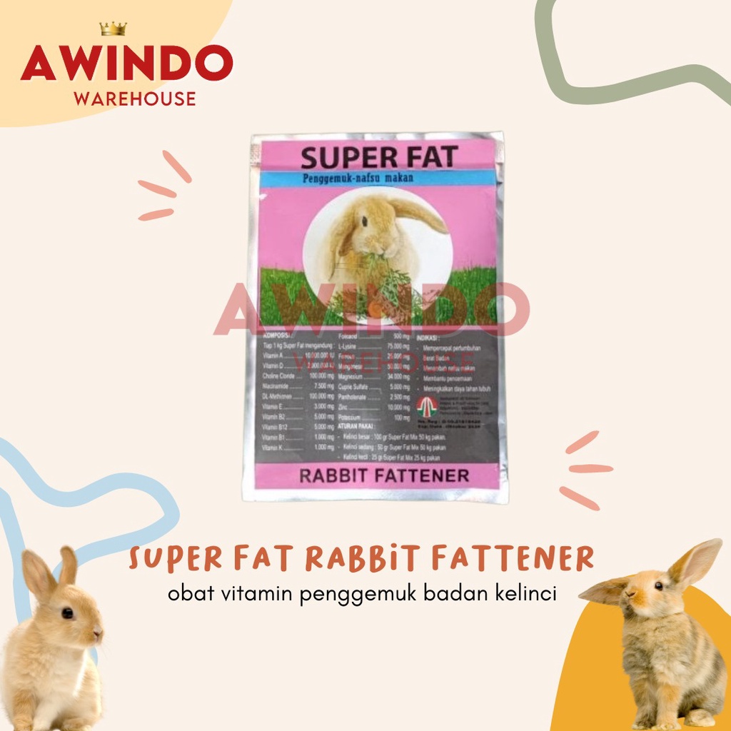 SUPER FAT KELINCI - Obat Vitamin Kelinci Penggemuk Badan Nafsu Makan