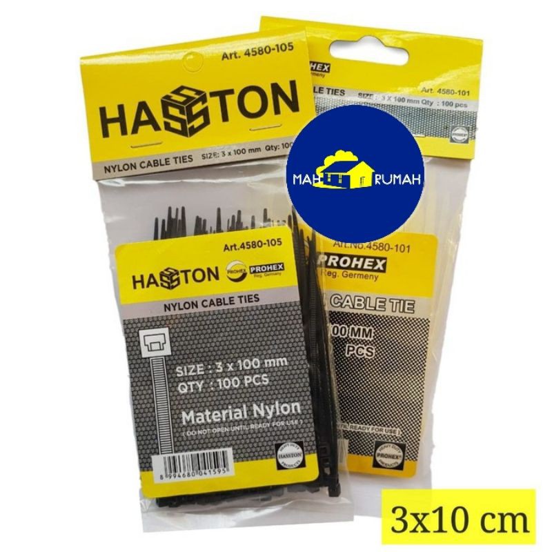 CABLE TIES TIE Kabel Tis Nylon 10cm 15cm 20cm Hitam Putih - HASSTON PROHEX