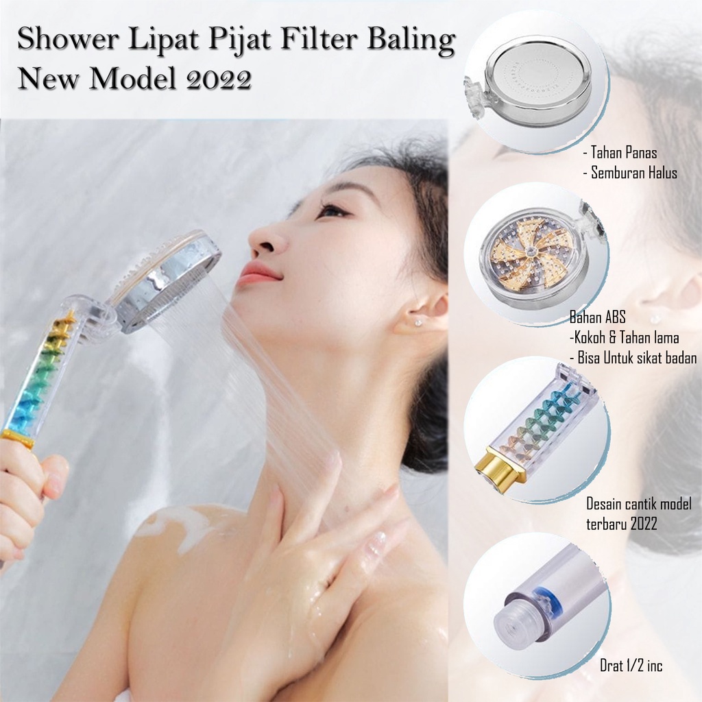 (SerbaSerbi)Hand Shower Pijat Lipat Dengan Filter Baling Turbo Fan New Model 2022 Terlaris