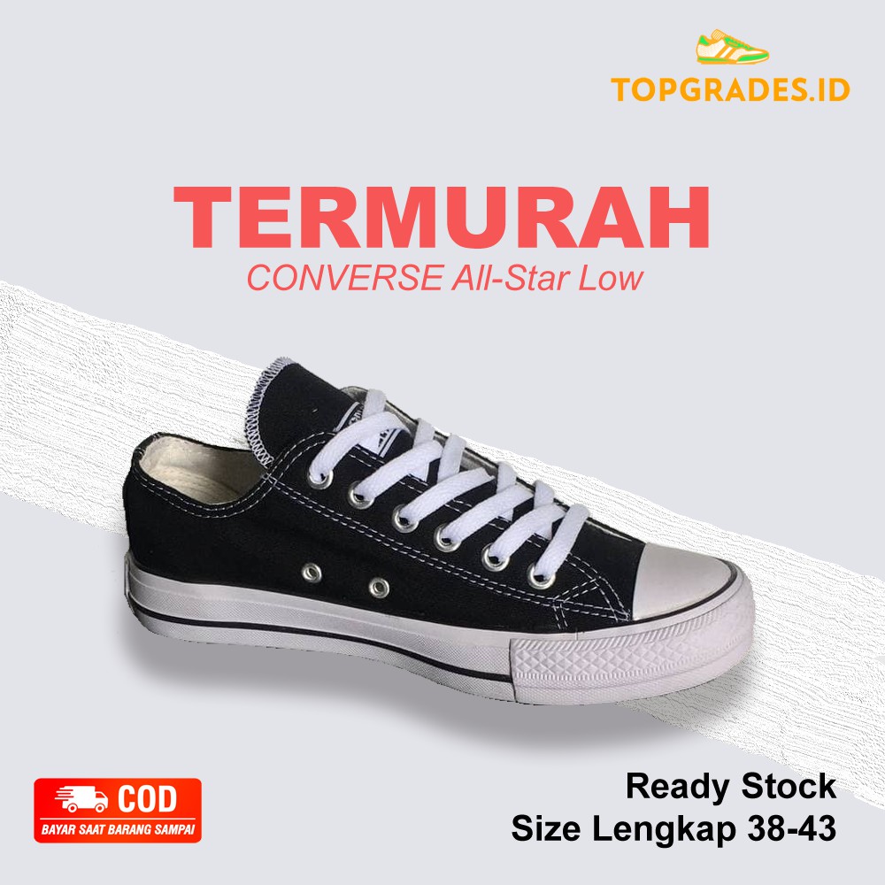 Sepatu Converse Chuck Taylor All Star Ox Black White Hitam Putih Classic Low Premium Original Box in